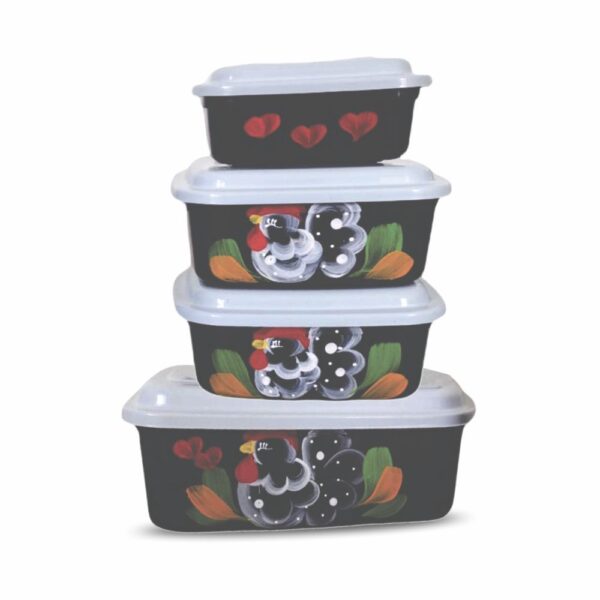 Kit Container 4 Peças 2,5/1l/1l/500mlretangular